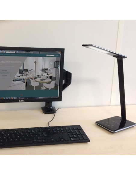 400124484,Lampa unilux led linka, buton touch, intensitate luminoasa reglabila, port usb, culoare negru