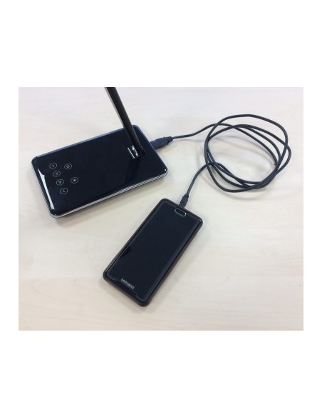 400124484,Lampa unilux led linka, buton touch, intensitate luminoasa reglabila, port usb, culoare negru