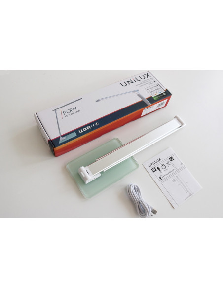 400124478,Lampa unilux led popy, design contemporan, mod lampa de noapte, cablu usb, portabila, baza stabila sticla 0.8cm, alumi