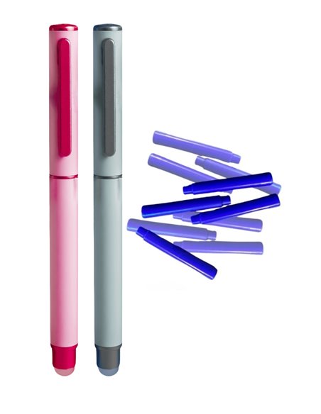 Set stilouri metalice cu cerneala termosensibila + Rezerve, Pastel touch, Roz/Gri