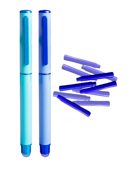 Set stilouri metalice cu cerneala termosensibila + Rezerve, Pastel touch, Albastru