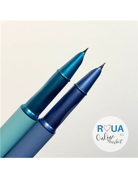 Set stilouri metalice cu cerneala termosensibila + Rezerve, Pastel touch, Albastru