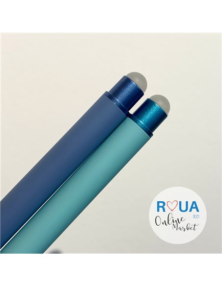Set stilouri metalice cu cerneala termosensibila + Rezerve, Pastel touch, Albastru