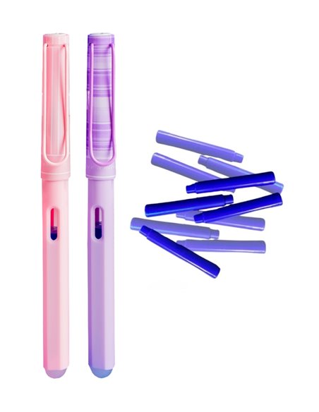 Set stilouri cu cerneala termosensibila + Rezerve, Traditional, Roz/Mov