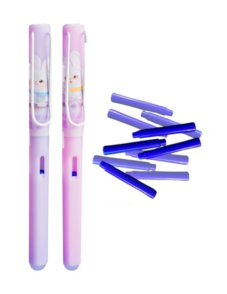 Set stilouri cu cerneala termosensibila + Rezerve, Magic bunny, Mov
