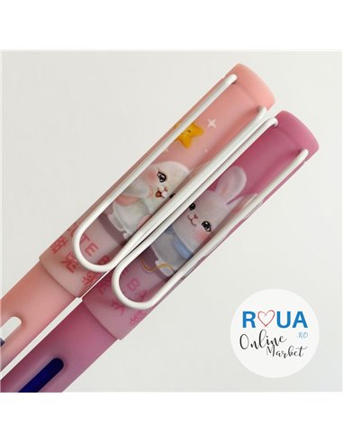 Set stilouri cu cerneala termosensibila + Rezerve, Magic bunny, Roz