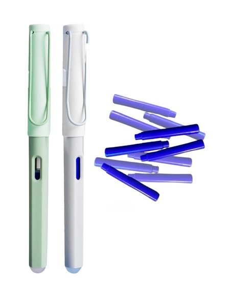 Set stilouri cu cerneala termosensibila + Rezerve, Pastel touch, Verde/Gri