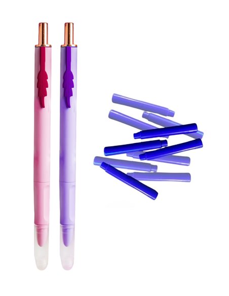 Set stilouri cu cerneala termosensibila si mecanism + Rezerve, Tropical, Roz/Mov