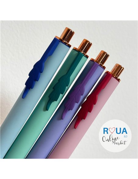 Set stilouri cu cerneala termosensibila si mecanism + Rezerve, Tropical, Roz/Mov