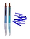 Set stilouri metalice cu cerneala termosensibila si mecanism + Rezerve, Pastel touch, Albastru/Verde