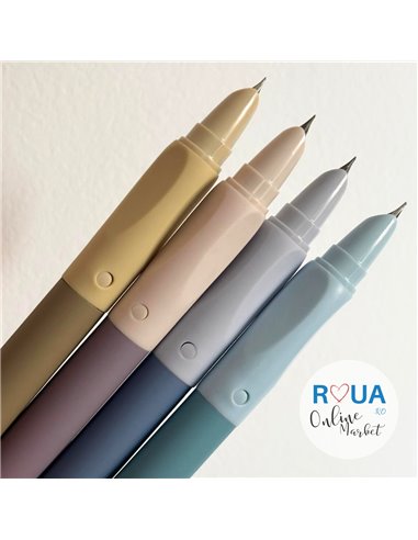 Set stilouri metalice cu cerneala termosensibila si mecanism + Rezerve, Pastel touch, Bej/Mov