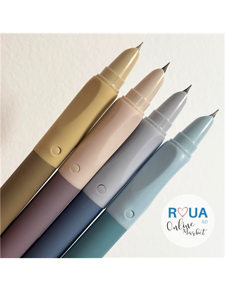 Set stilouri metalice cu cerneala termosensibila si mecanism + Rezerve, Pastel touch, Bej/Mov