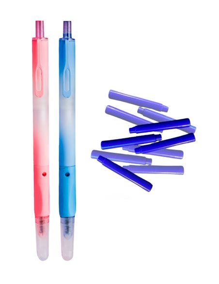 Set stilouri cu cerneala termosensibila si mecanism + Rezerve, Rainbow, Roz/Bleu