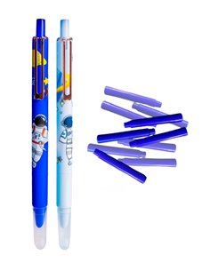 Set stilouri cu cerneala termosensibila si mecanism + Rezerve, Astronaut, Albastru