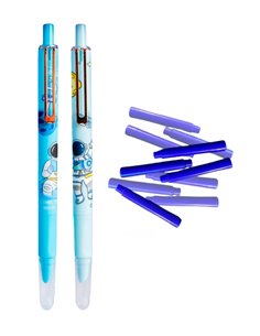 Set stilouri cu cerneala termosensibila si mecanism + Rezerve, Astronaut, Bleu