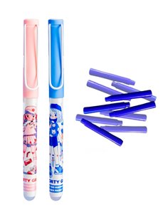 Set stilouri cu cerneala termosensibila + Rezerve, Sporty girl, Roz/Mov