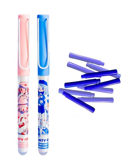 Set stilouri cu cerneala termosensibila + Rezerve, Sporty girl, Roz/Mov