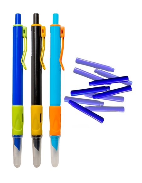 Set stilouri cu cerneala termosensibila + Rezerve, Neon trio