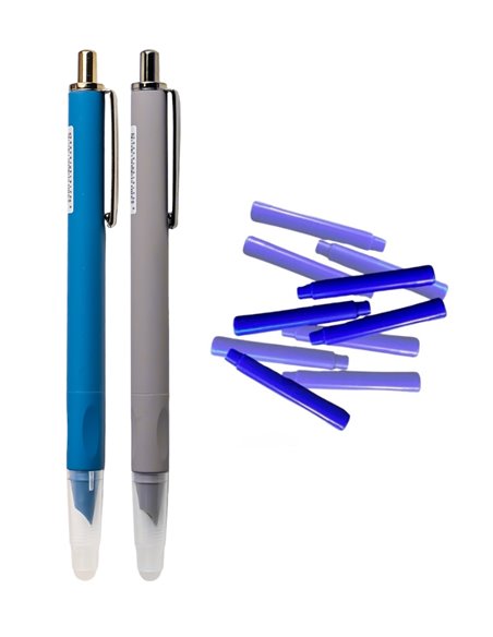 Set stilouri cu cerneala termosensibila si mecanism + Rezerve, Flow, Albastru/Gri