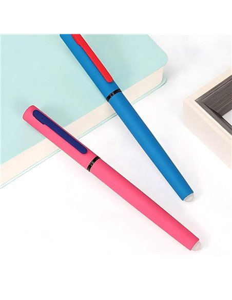 Stilou metalic cu cerneala termosensibila si penita ascunsa + Rezerve, Fancy, Negru