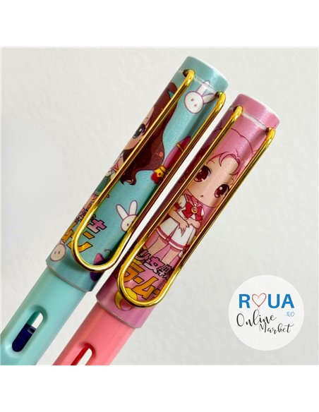 Set stilouri cu cerneala termosensibila + Rezerve, Girl, Roz/Turcoaz