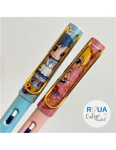 Set stilouri cu cerneala termosensibila + Rezerve, Girl, Roz/Bleu