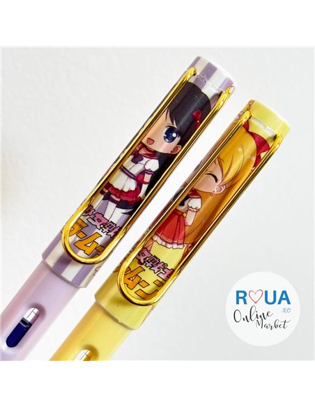 Set stilouri cu cerneala termosensibila + Rezerve, Girl, Mov/Galben