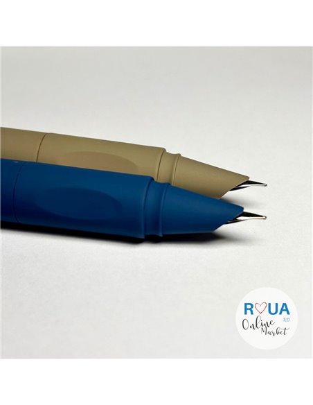 Set stilouri cu cerneala termosensibila si mecanism + Rezerve, Flow, Albastru/Gri