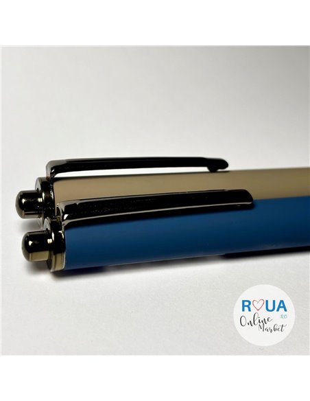 Set stilouri cu cerneala termosensibila si mecanism + Rezerve, Flow, Albastru/Gri