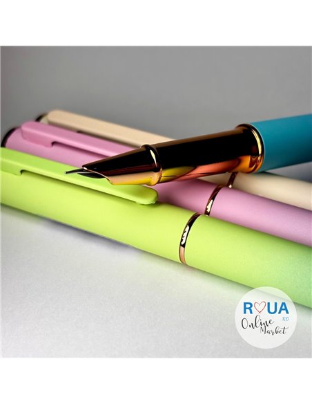 Set stilouri metalice cu cerneala termosensibila + Rezerve, Flame, Verde/Albastru