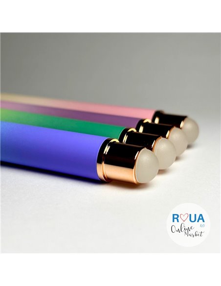 Set stilouri metalice cu cerneala termosensibila + Rezerve, Flame, Verde/Albastru