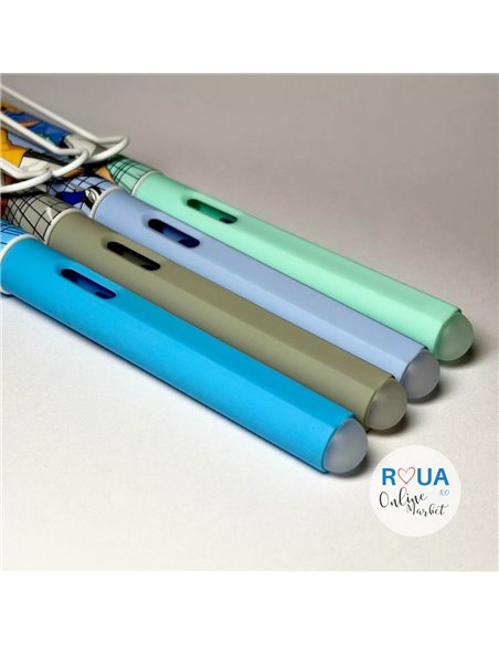 Set stilouri cu cerneala termosensibila + Rezerve, Anime football, Albastru/Verde