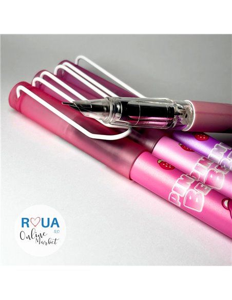 Set stilouri cu cerneala termosensibila + Rezerve, Pink bear, Mov