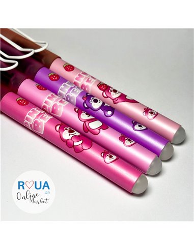 Set stilouri cu cerneala termosensibila + Rezerve, Pink bear, Roz
