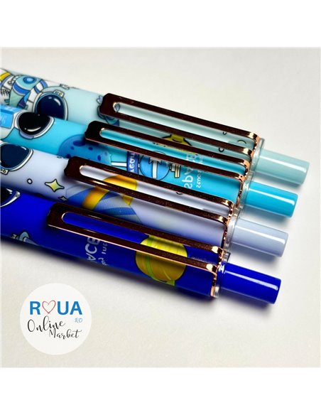 Set stilouri cu cerneala termosensibila si mecanism + Rezerve, Astronaut, Albastru