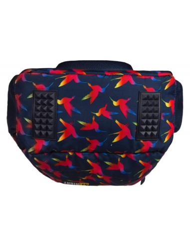 G462,Ghiozdan St.Majewski St.Right Rainbow Birds, 3 compartimente, 2 buzunare, negru cu rosu, BP-26 / 622502