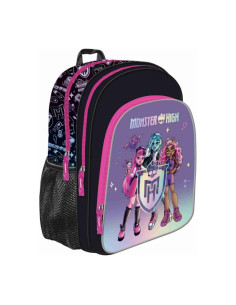 G597,Ghiozdan St.Majewski Monster High, 38cm, 3 compartimente, negru cu mov, B6 / 661389