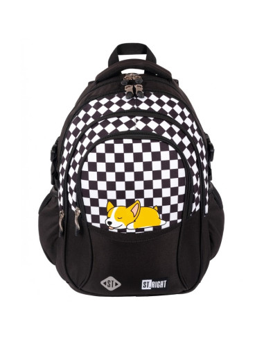 G610,Ghiozdan St.Majewski St.Right Sleepy Corgi, 43cm, 4 compartimente, negru cu alb, BP1 / 664359