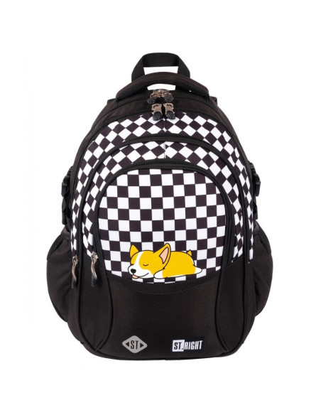 G610,Ghiozdan St.Majewski St.Right Sleepy Corgi, 43cm, 4 compartimente, negru cu alb, BP1 / 664359
