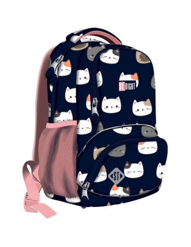 G622,Ghiozdan St.Majewski St.Right Cuttie Kitties, 38cm, 1 compartiment, Navy Blue/Roz, BP71 / 664267