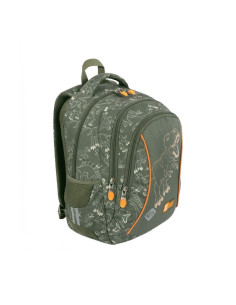 G567,Ghiozdan St.Majewski St.Right T-Rex, 39cm, 3 compartimente, verde kaki, 654015