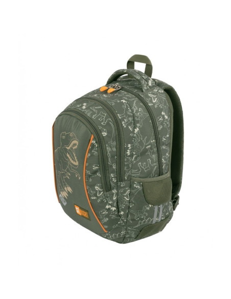 G567,Ghiozdan St.Majewski St.Right T-Rex, 39cm, 3 compartimente, verde kaki, 654015