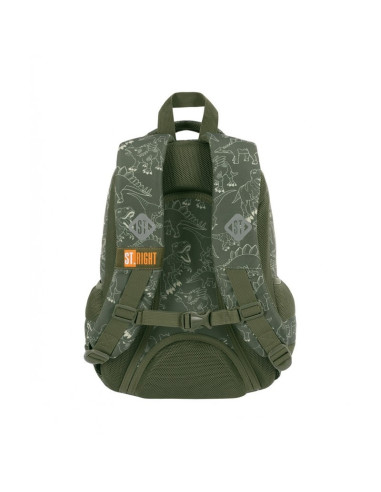 G567,Ghiozdan St.Majewski St.Right T-Rex, 39cm, 3 compartimente, verde kaki, 654015