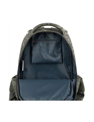 G567,Ghiozdan St.Majewski St.Right T-Rex, 39cm, 3 compartimente, verde kaki, 654015