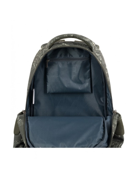 G567,Ghiozdan St.Majewski St.Right T-Rex, 39cm, 3 compartimente, verde kaki, 654015