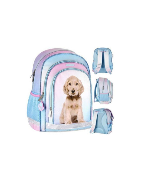 G589,Ghiozdan Starpak Doggy, 39cm, 3 compartimente, roz cu turcoaz, 527185 G589,Ghiozdan Starpak Doggy, 39cm, 3 compartimente, roz cu turcoaz, 527185