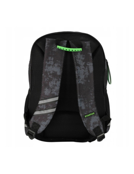 G590,Ghiozdan Starpak Football, 39cm, 3 compartimente, negru cu verde, 527190