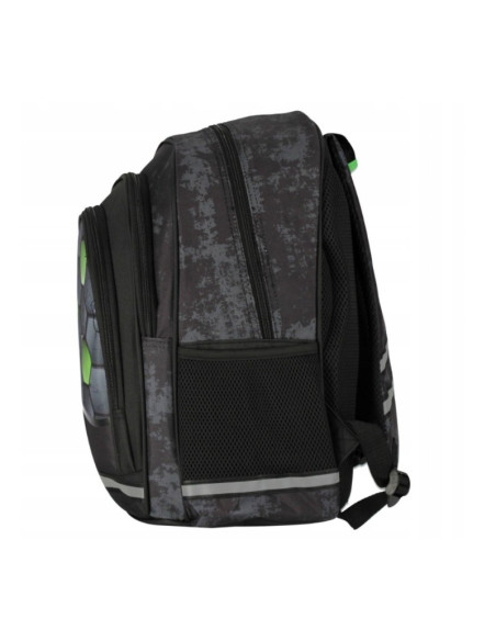 G590,Ghiozdan Starpak Football, 39cm, 3 compartimente, negru cu verde, 527190