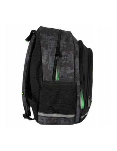 G590,Ghiozdan Starpak Football, 39cm, 3 compartimente, negru cu verde, 527190