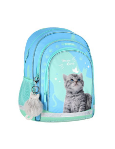 G592,Ghiozdan Starpak Kitty, 39cm, 3 compartimente, blue cu turcoaz, 527189